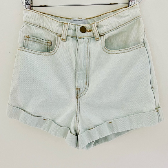 Vintage 80s American Apparel 🇺🇸 high waisted denim short sz 26 light wash - Picture 16 of 16